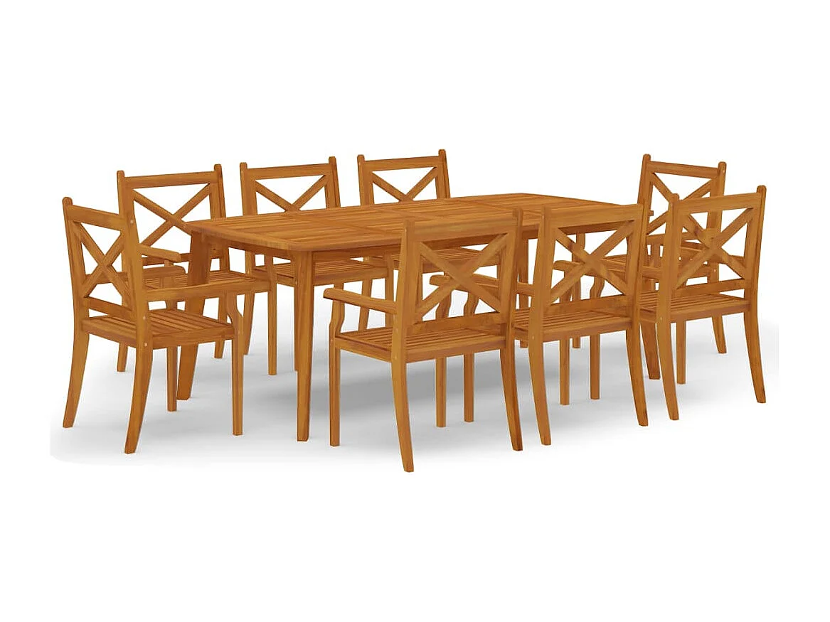 9 peças conjunto de jantar para jardim madeira de acácia maciça