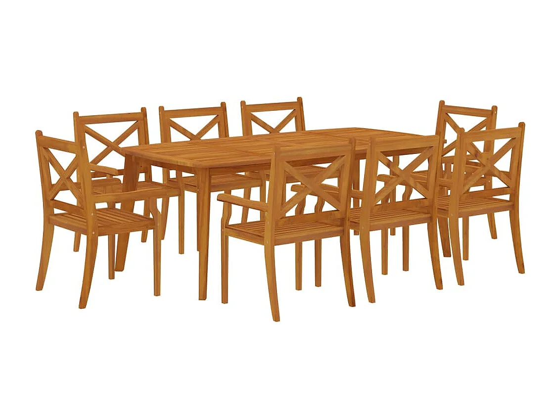 9 peças conjunto de jantar para jardim madeira de acácia maciça