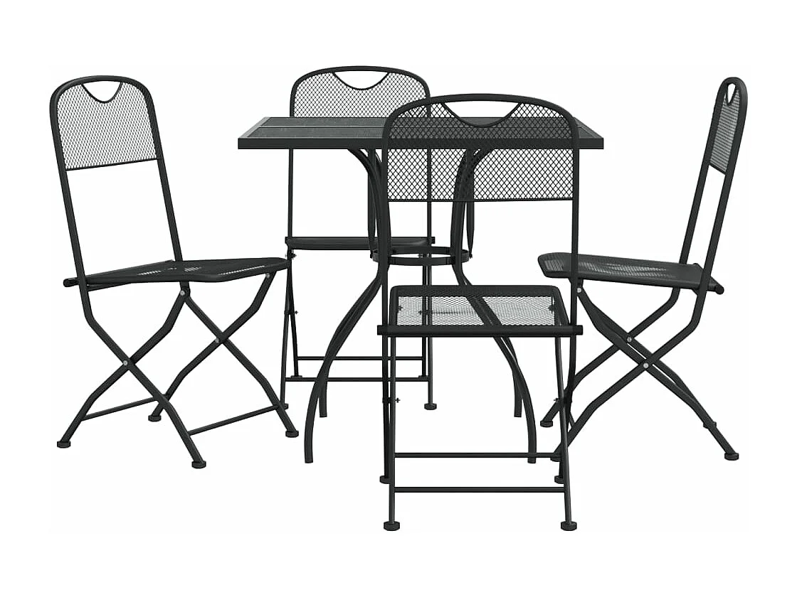 Ensemble à manger de jardin 5 pièces anthracite métal maille