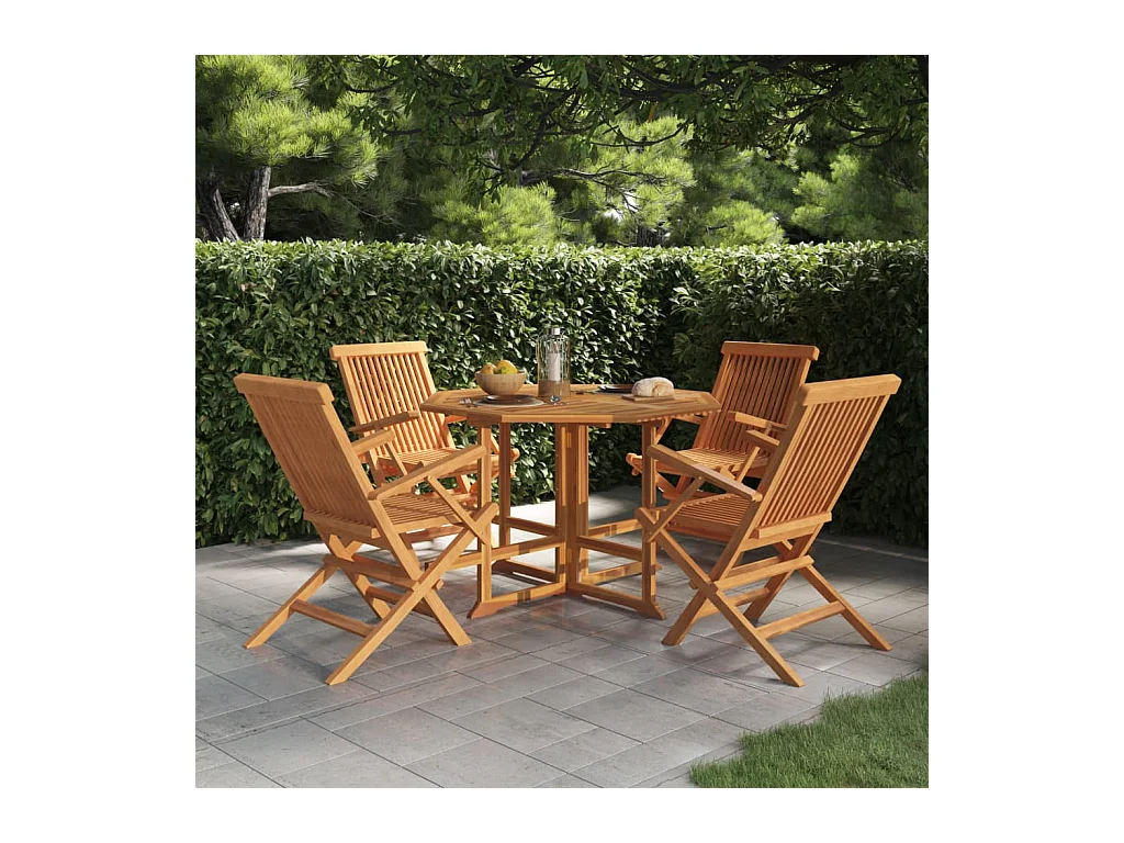 Ensemble à dîner d'extérieur pliable 5 pièces Bois solide de teck