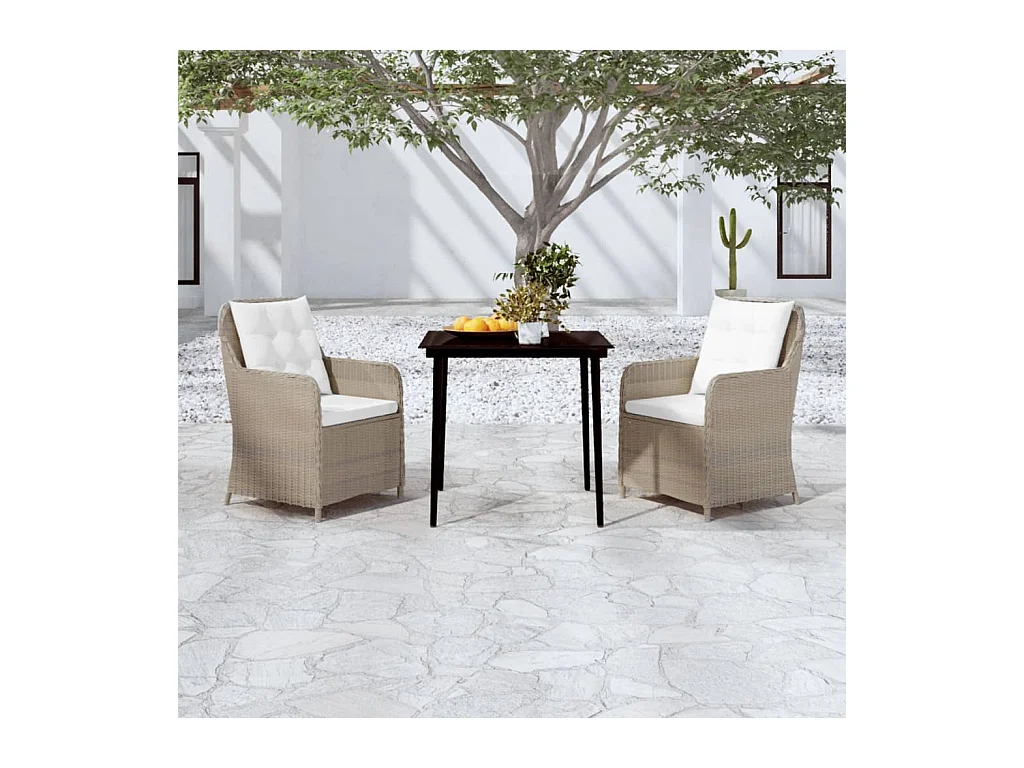 Juego de comedor de jardín de 3 piezas marrón
