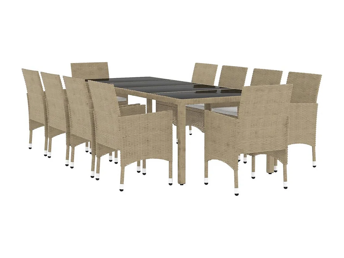 Ensemble à dîner de jardin 11 pièces Résine tressée Beige
