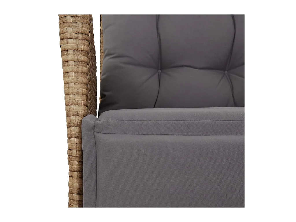 Set comedor de jardín 7 piezas con cojines ratán sintético beige