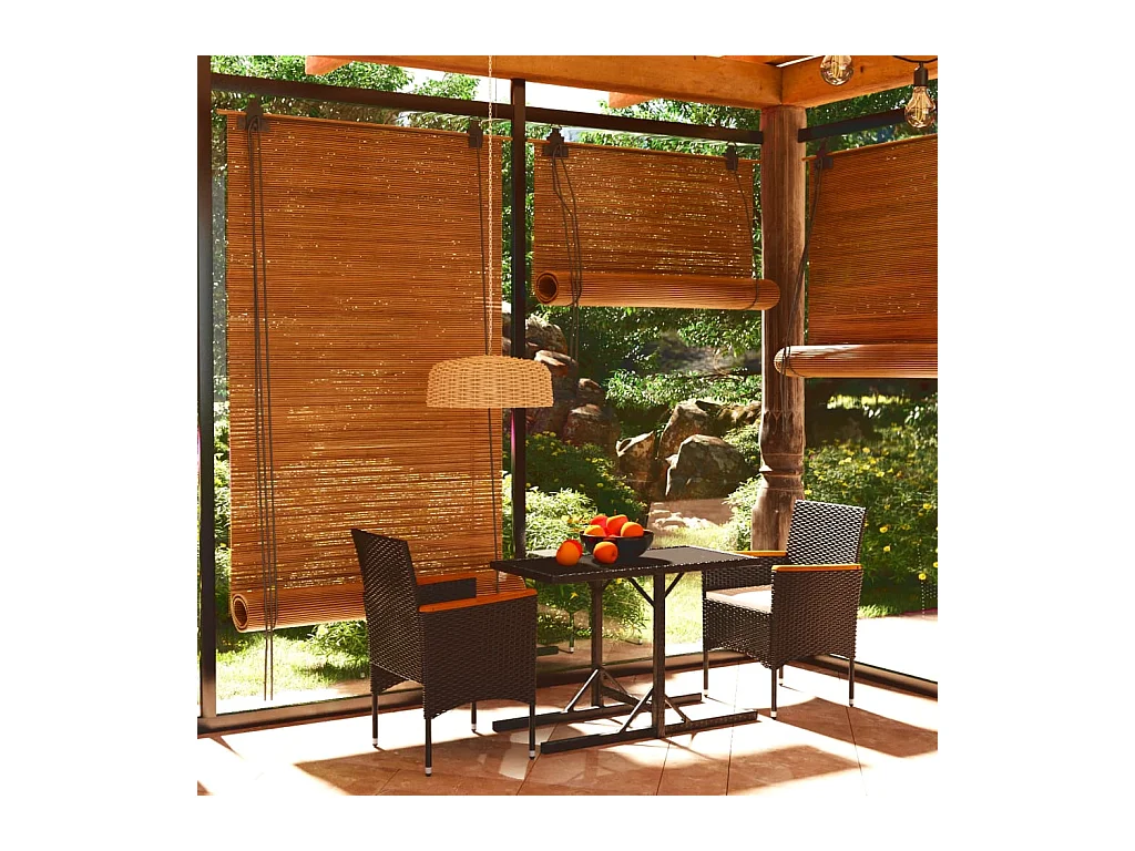 Juego de comedor para jardín 3 piezas negro