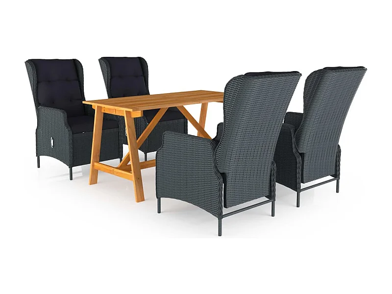 Juego de comedor para jardín de 5 piezas gris oscuro