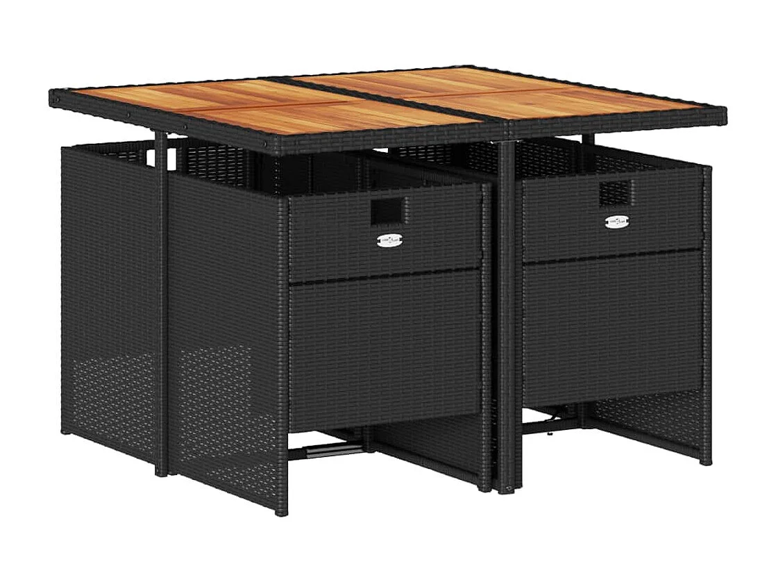 Set de muebles jardín 5 piezas con cojines ratán sintético negro