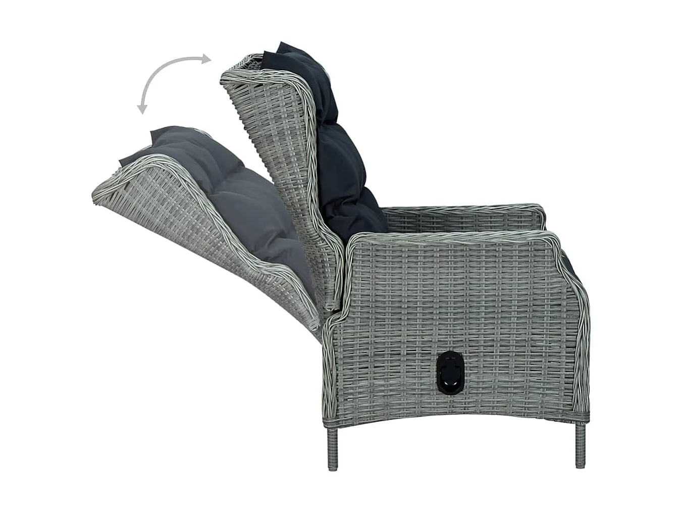 Mobilier à dîner 9 pièces avec coussins Résine tressée Gris clair