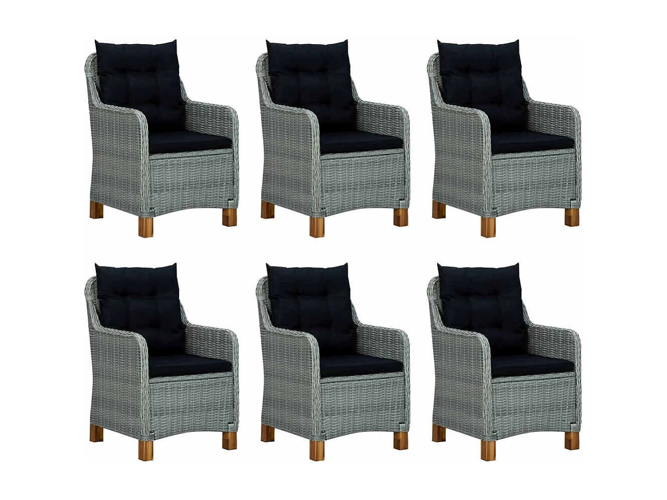 Mobilier à dîner 9 pièces avec coussins Résine tressée Gris clair