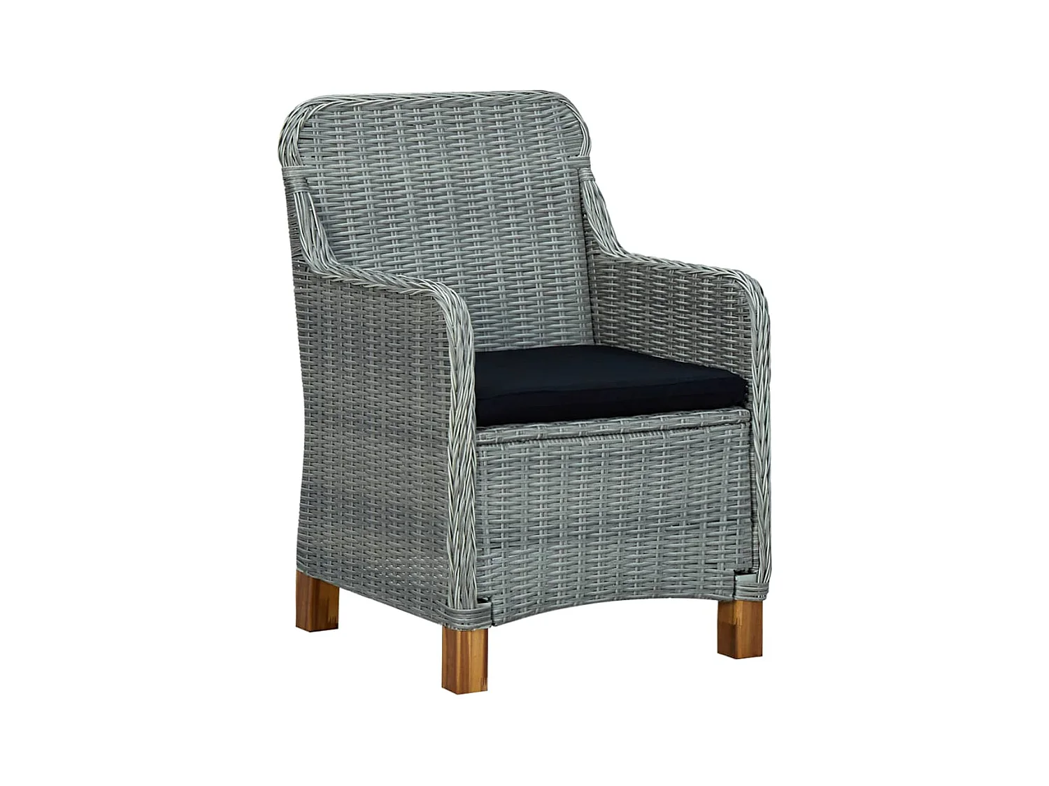 Mobilier à dîner 9 pièces avec coussins Résine tressée Gris clair
