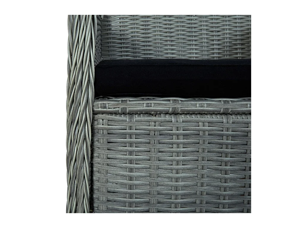 Mobilier à dîner 9 pièces avec coussins Résine tressée Gris clair