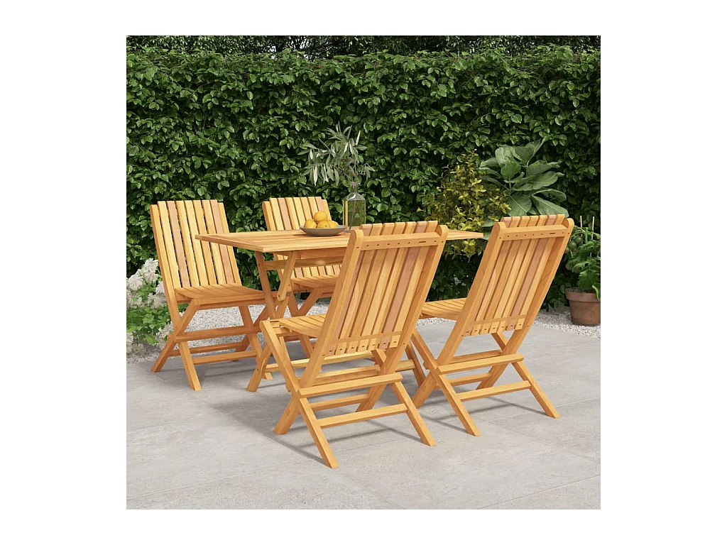 Ensemble à dîner de jardin 5 pièces Bois de teck massif