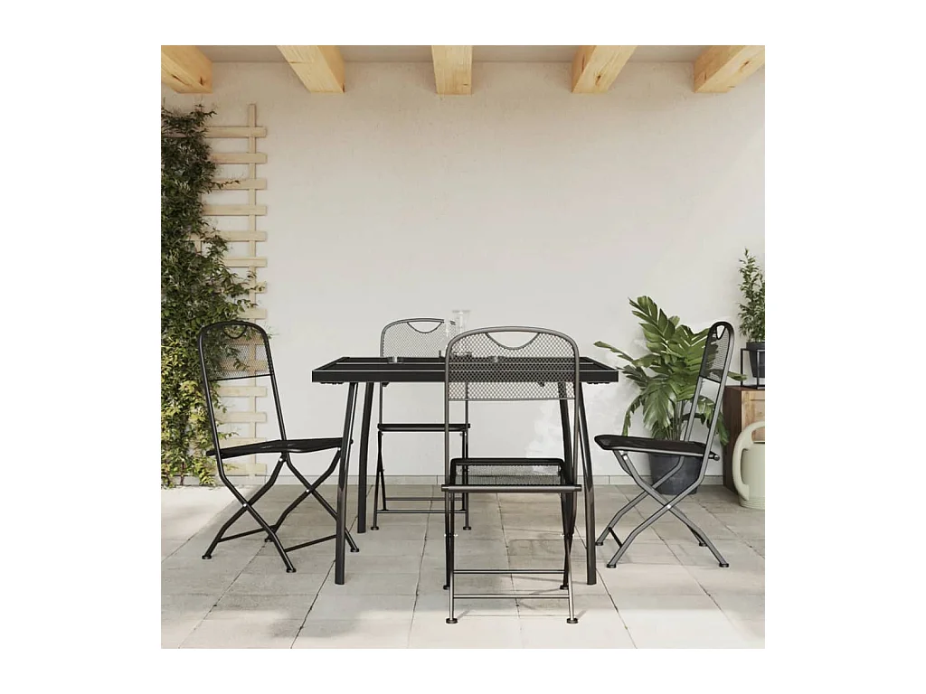 Ensemble à manger de jardin 5 pièces anthracite métal maille