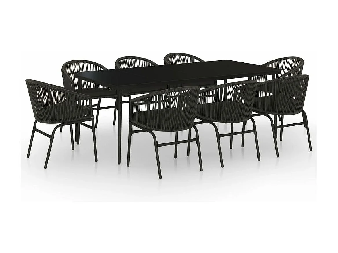 Ensemble de salle à manger de jardin 9 pièces Noir