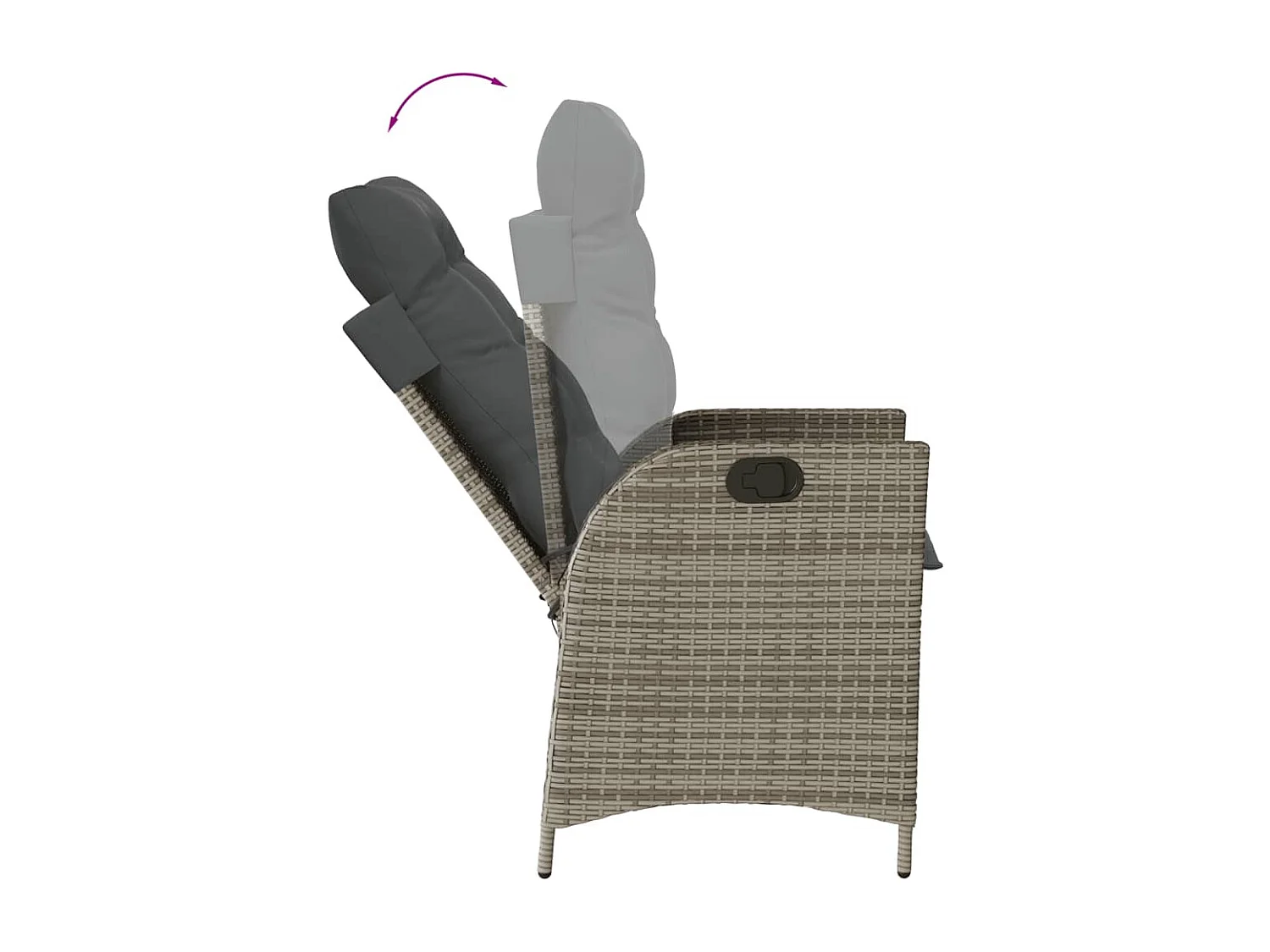 Set comedor de jardín 5 piezas con cojines ratán sintético gris