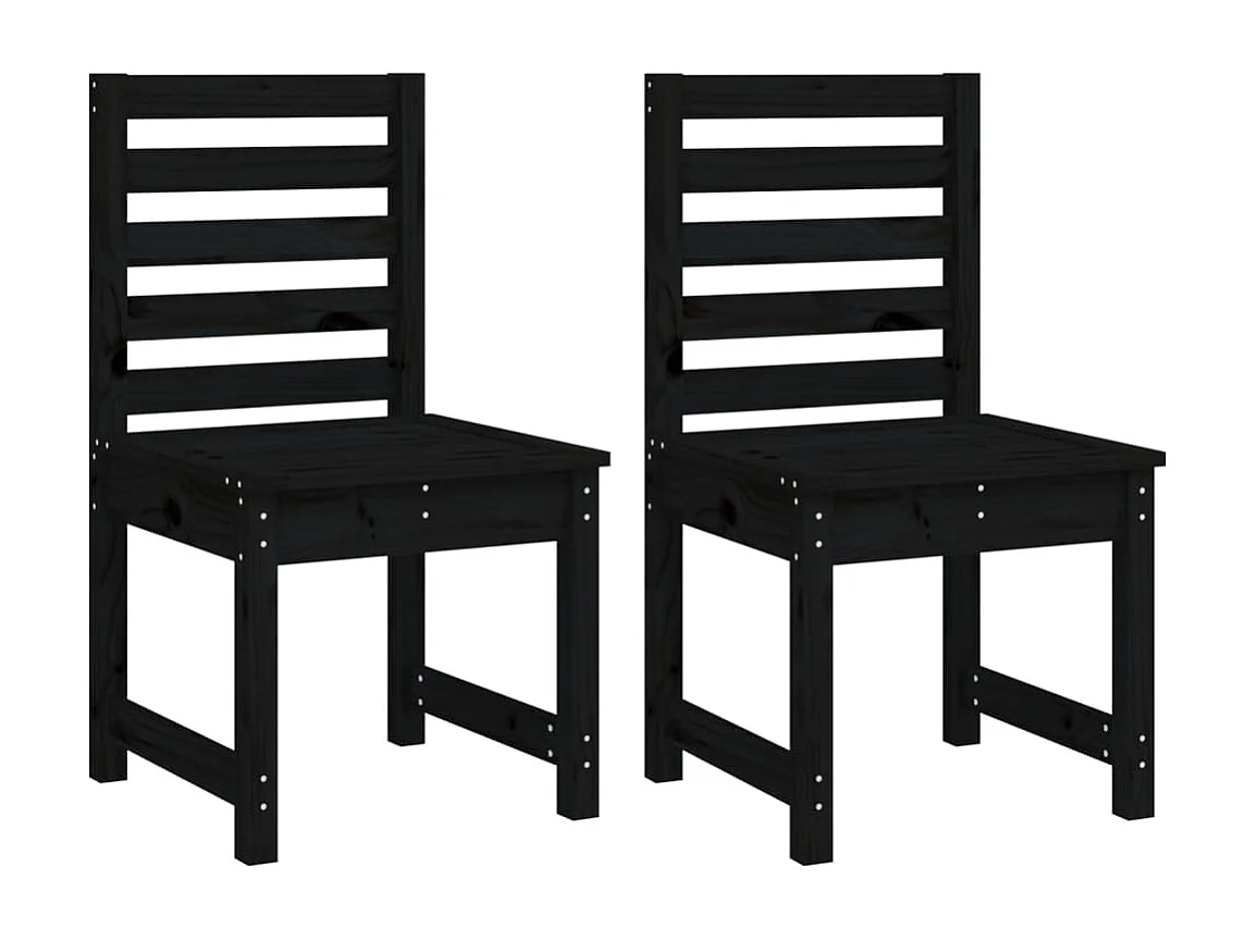 Ensemble à dîner de jardin 4 pièces noir bois massif de pin