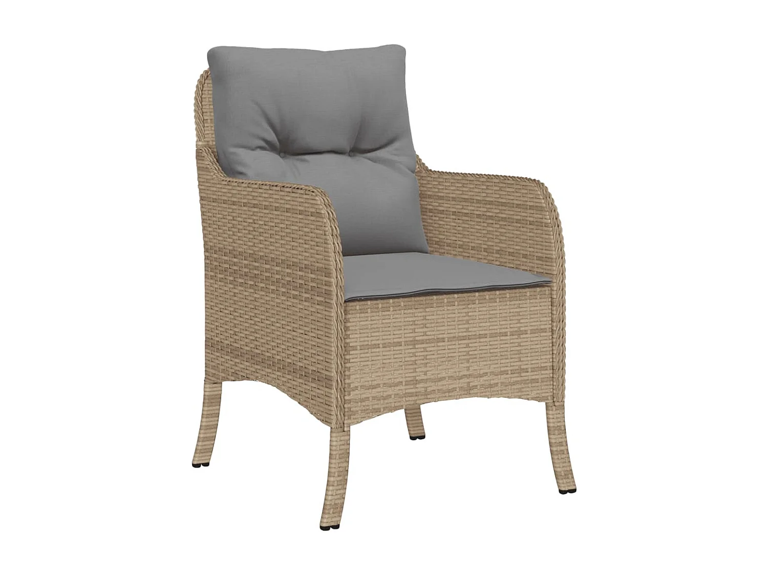 Ensemble à manger de jardin et coussins 7 pièces beige poly rotin