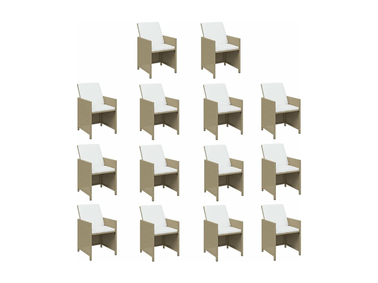 Set comedor de jardín 19 piezas con cojines ratán sintético beige