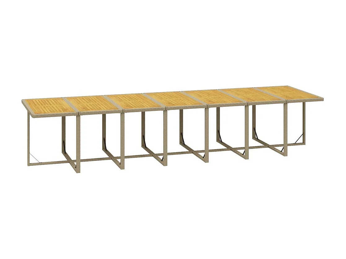Set comedor de jardín 19 piezas con cojines ratán sintético beige