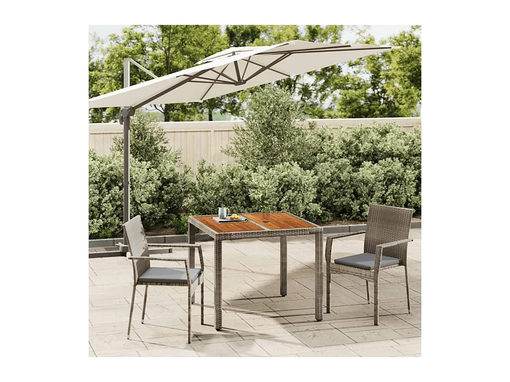 Ensemble de salle à manger de jardin 3 pièces avec coussins Gris
