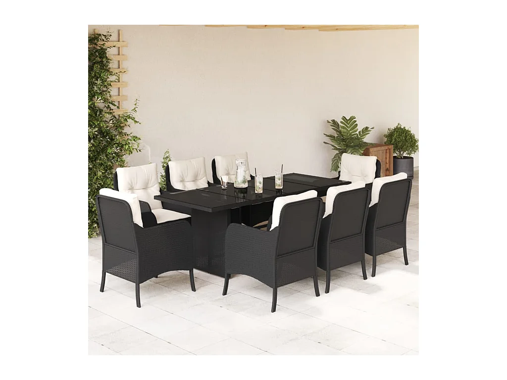 9-delige Tuinset poly rattan zwart