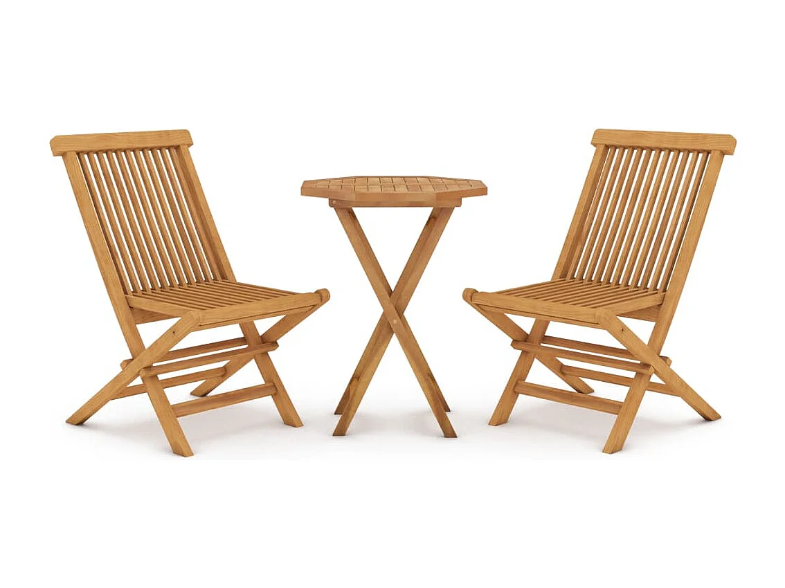 Ensemble de salle à manger de jardin 3 pièces Bois de teck massif