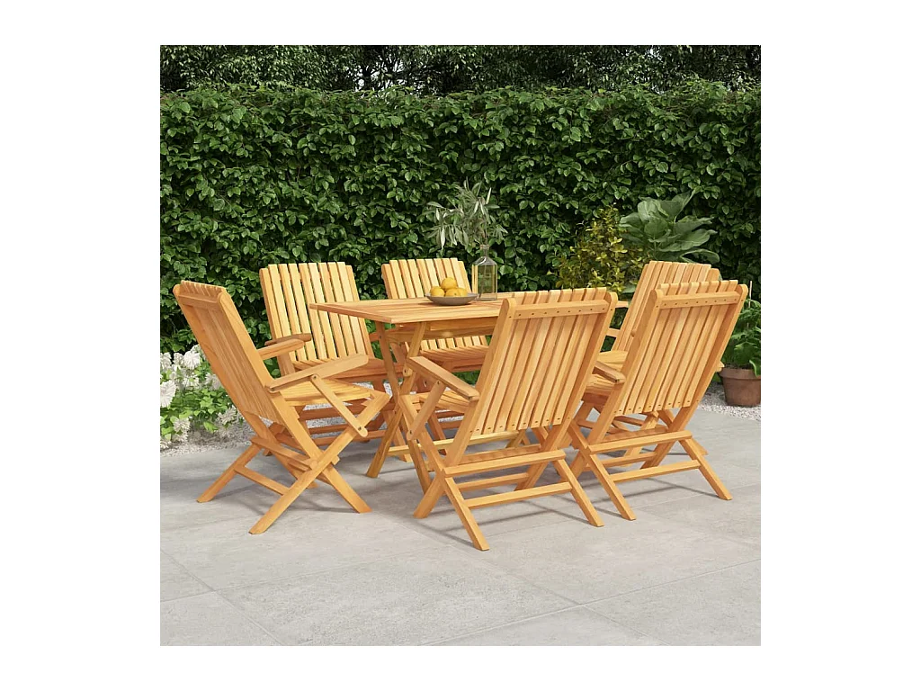 Ensemble à dîner de jardin 7 pièces Bois de teck solide