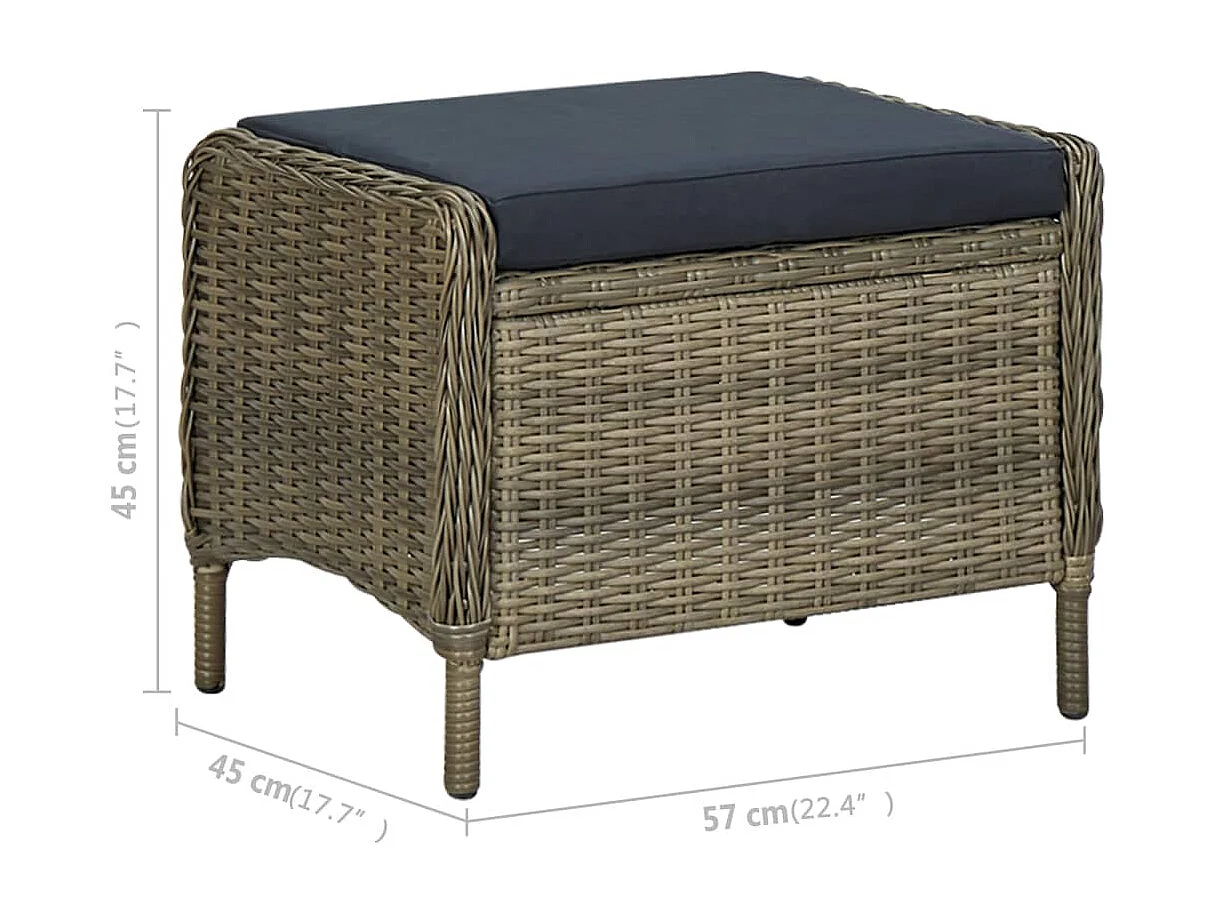 Juego de comedor para jardín 7 piezas marrón