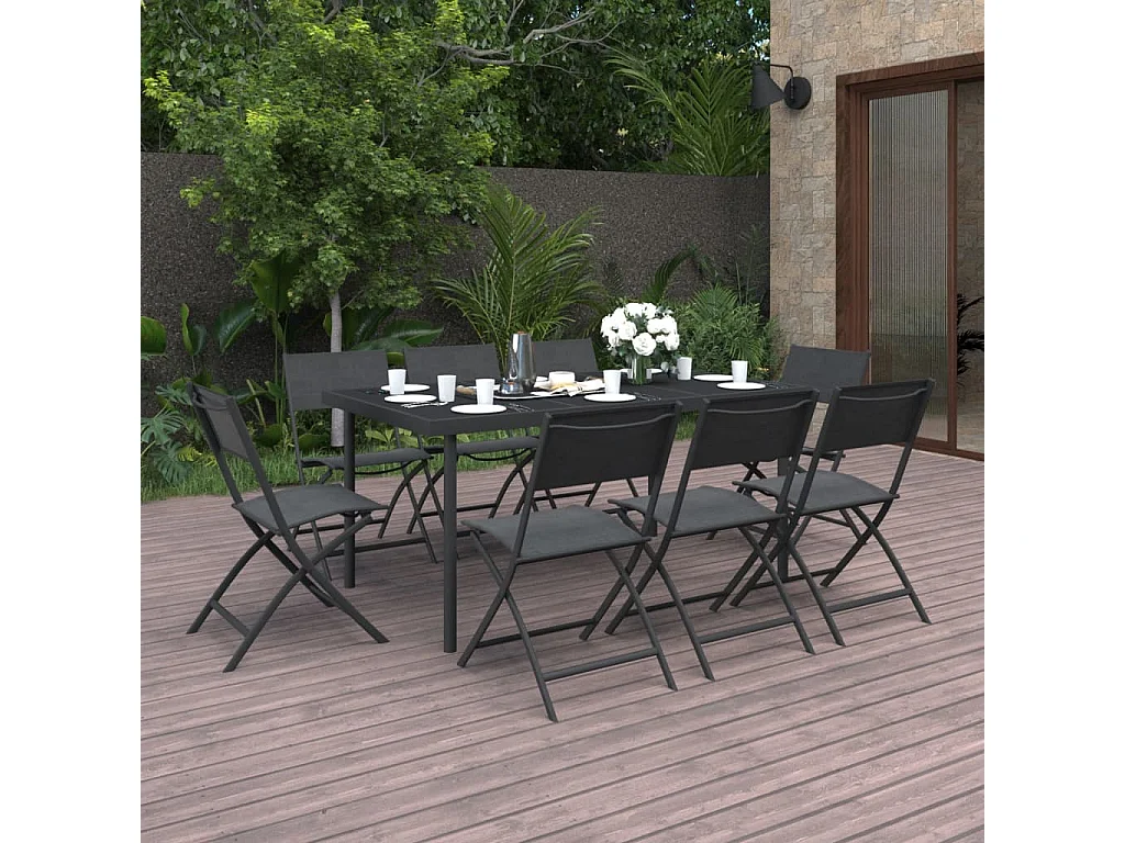 9 peças conjunto de jantar para exterior aço