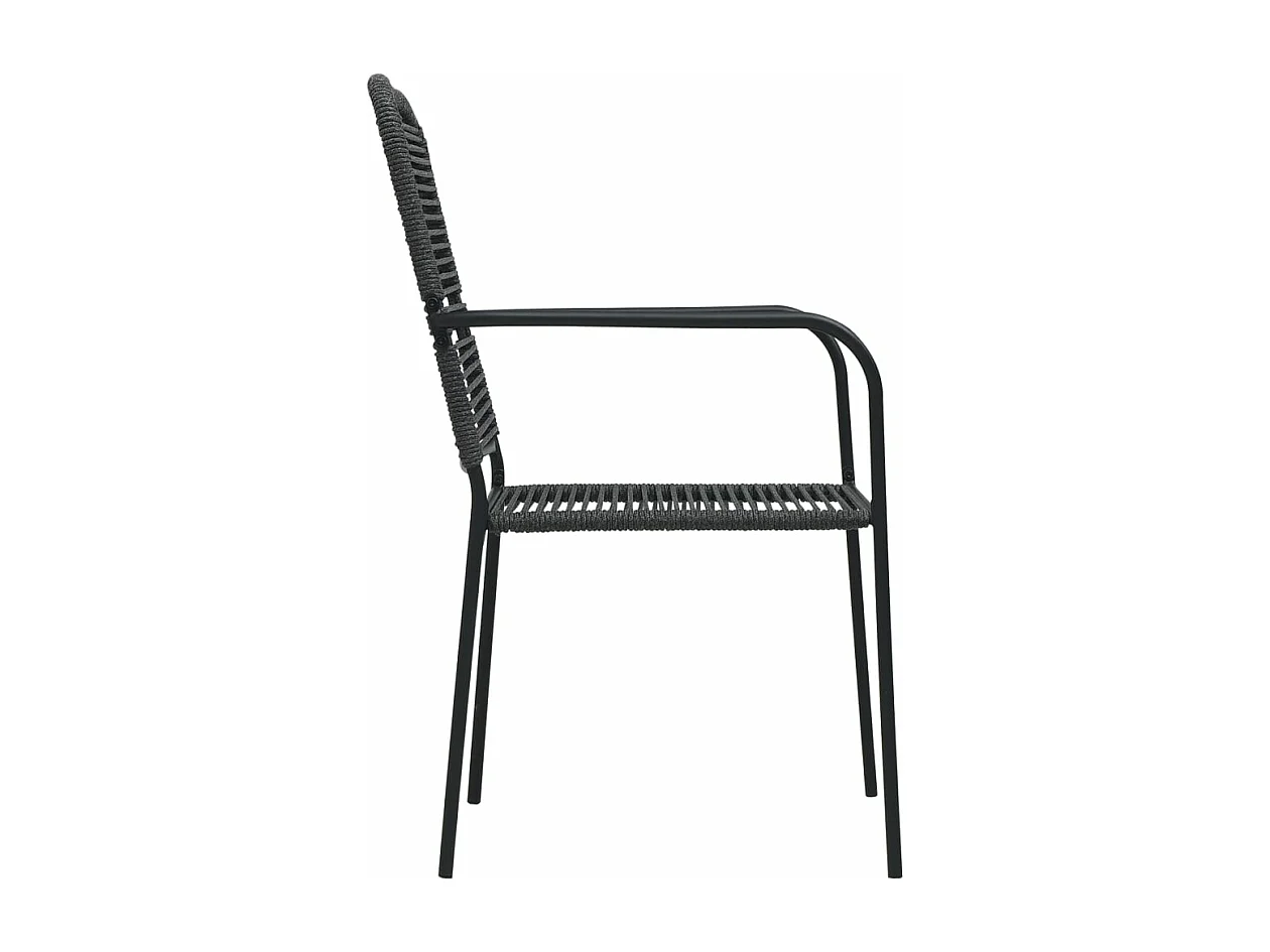 Mobilier à dîner d'extérieur 7 pièces Corde en coton et acier Noir