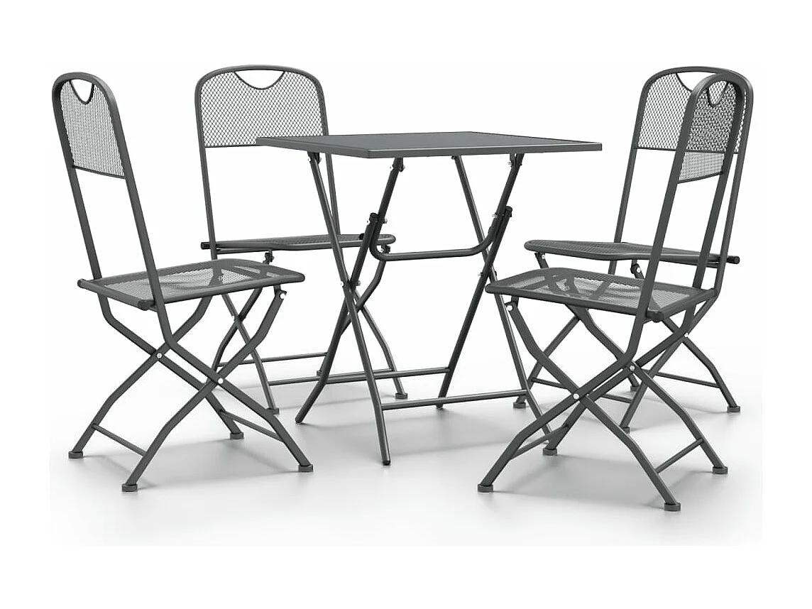 Set de comedor de jardín 5 piezas malla metal expandido antracita