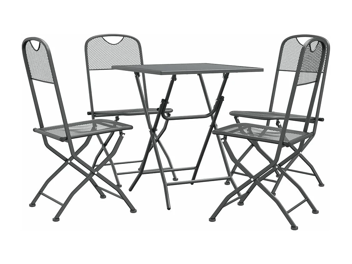 Set de comedor de jardín 5 piezas malla metal expandido antracita