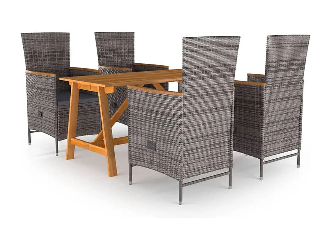 5 peças conjunto de jantar para jardim cinzento