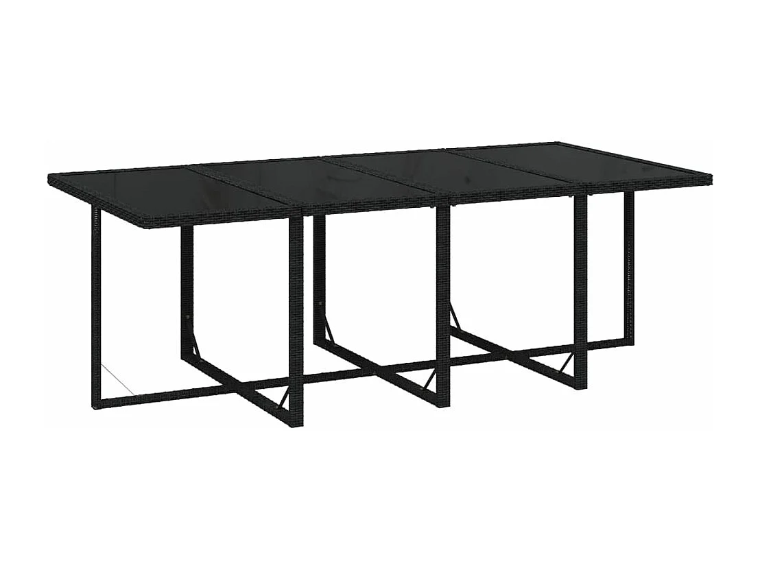 Ensemble à dîner de jardin coussins 9 pièces Résine tressée Noir