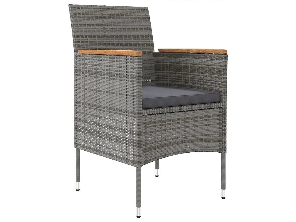 Juego de comedor para jardín 9 piezas con cojines gris y negro