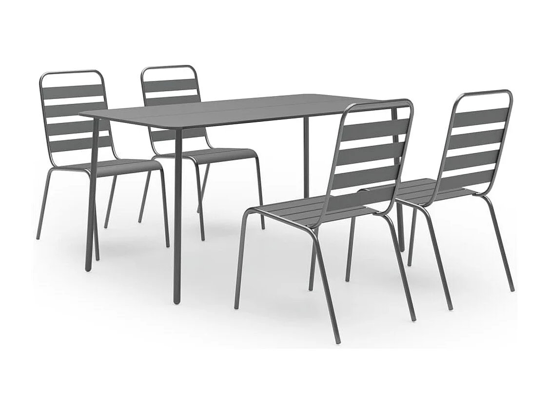 Juego de comedor de jardín de 5 piezas acero gris oscuro
