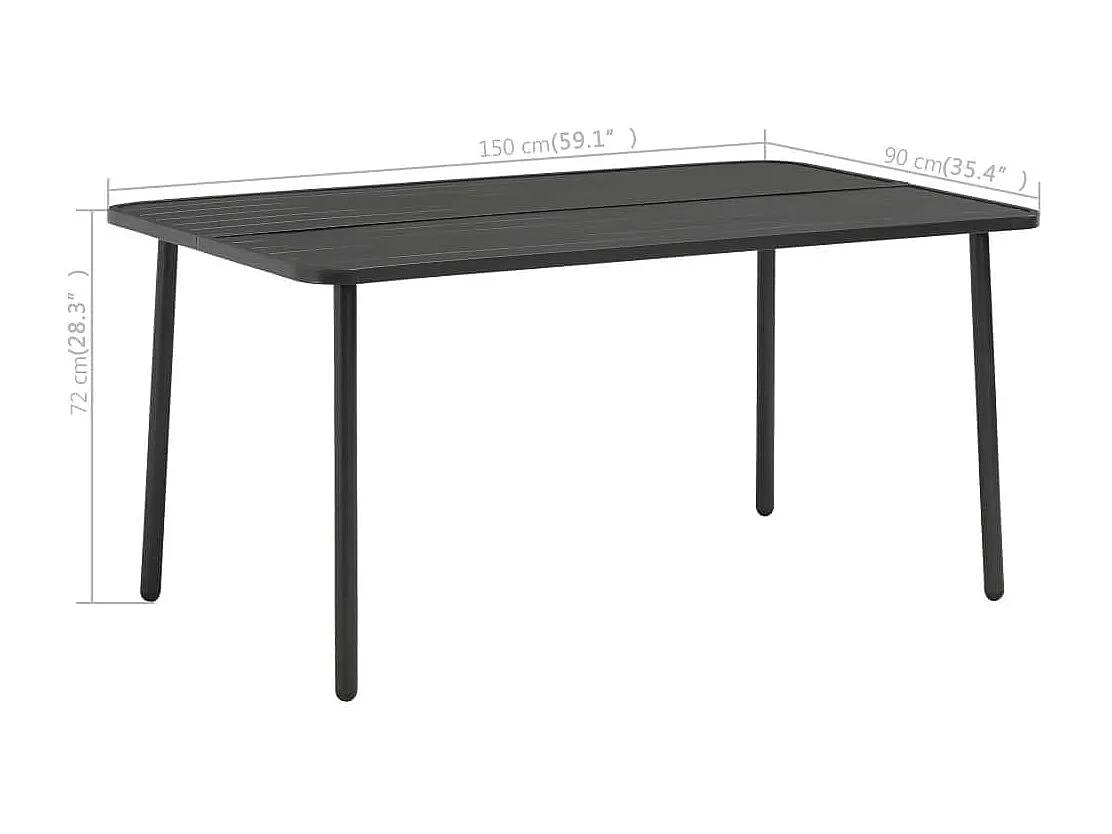 Juego de comedor de jardín de 5 piezas acero gris oscuro