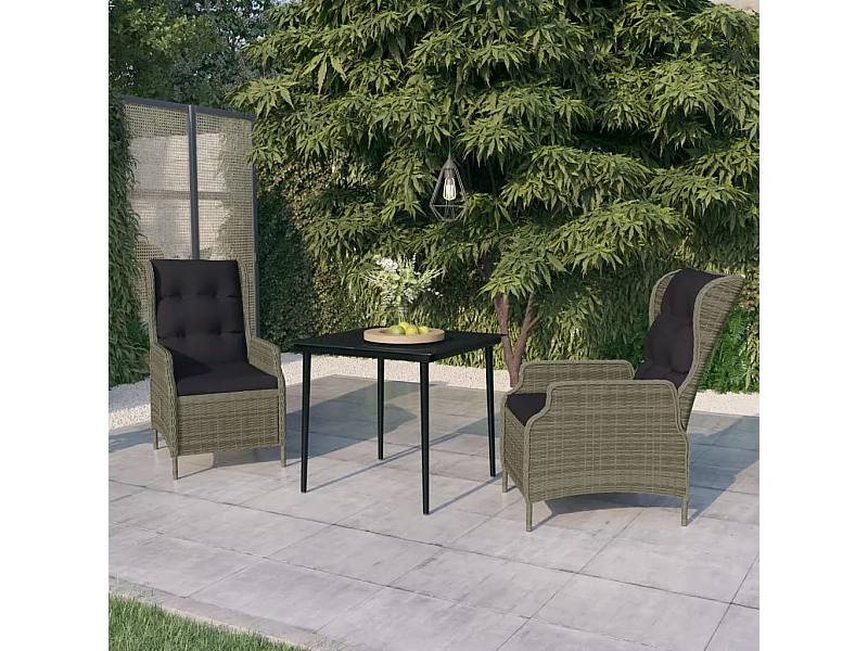 Juego de comedor de jardín de 3 piezas marrón