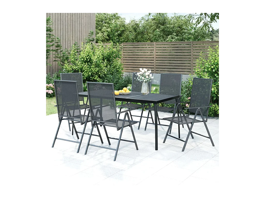 Ensemble de salle à manger de jardin 7 pièces anthracite acier