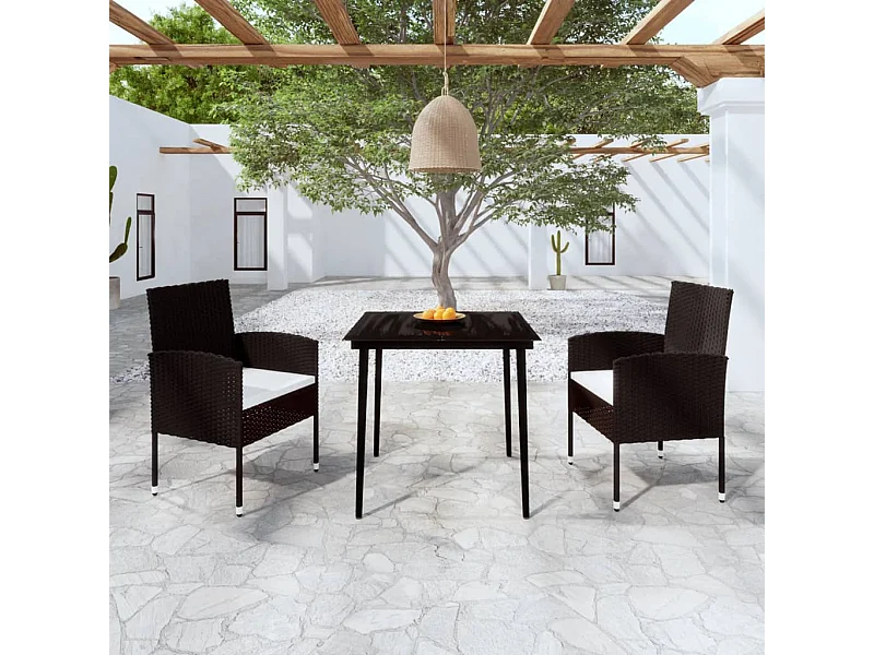 Juego de comedor de jardín 3 piezas negro