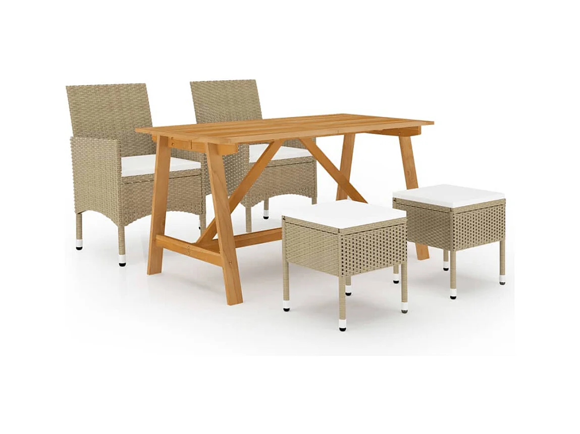 Ensemble de salle à manger de jardin 5 pièces Beige