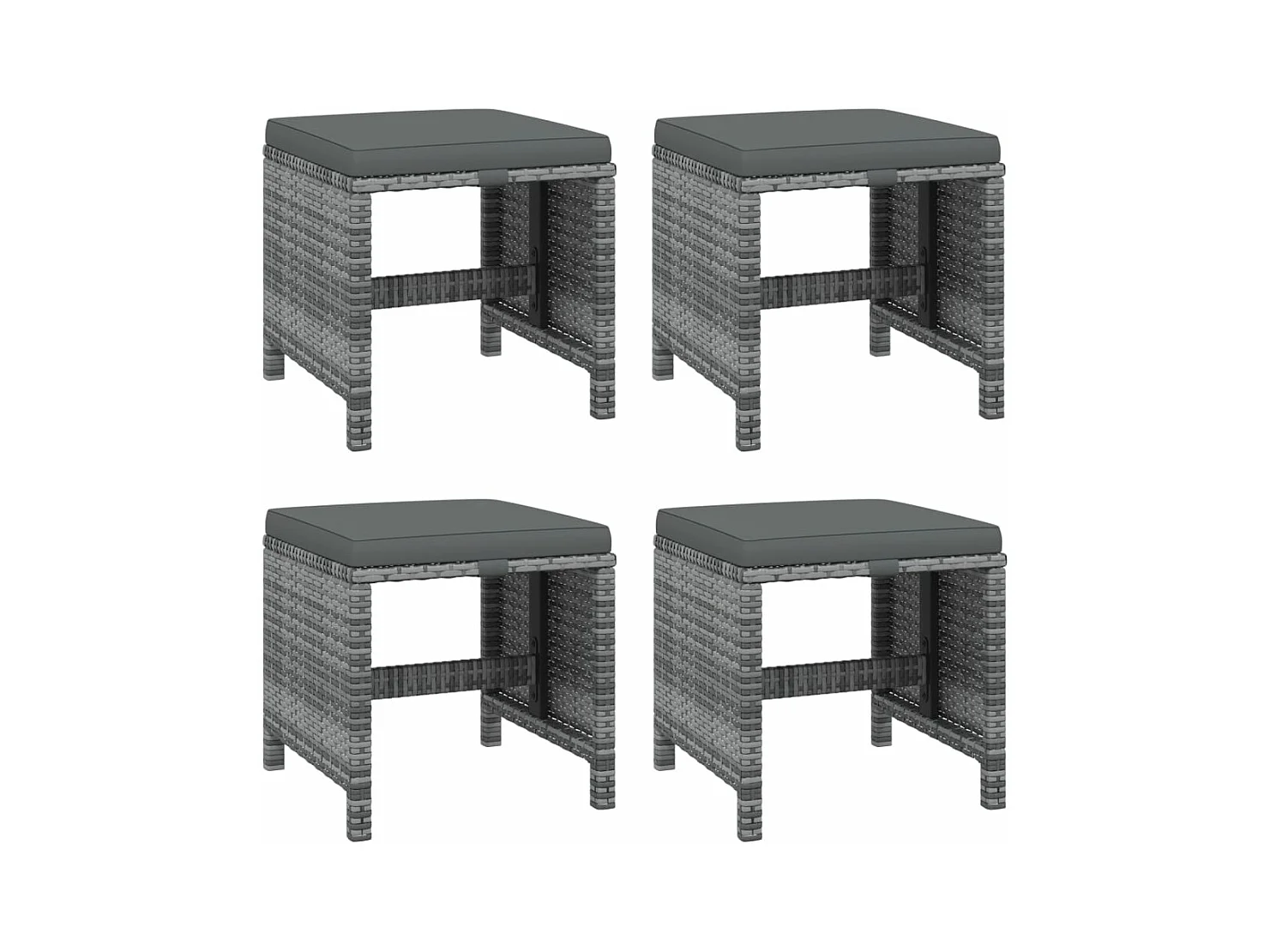 Set de comedor jardín 19 piezas con cojines ratán sintético gris