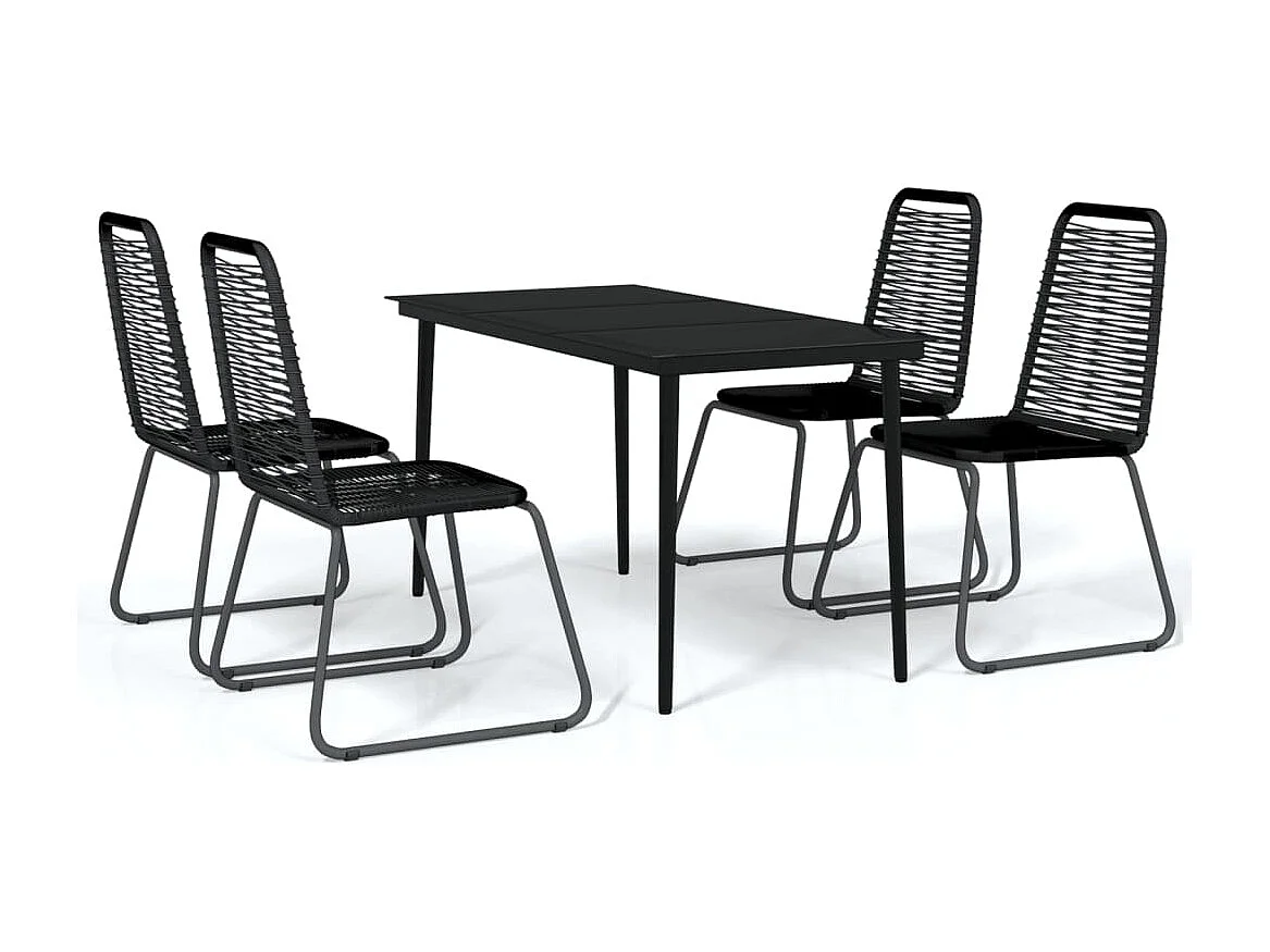 Juego de comedor para jardín 5 piezas negro