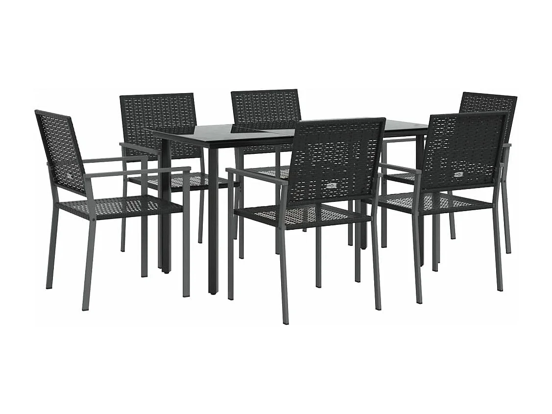 Ensemble à manger de jardin 7 pièces résine tressée acier