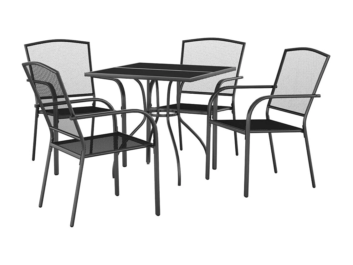 Ensemble de salle à manger de jardin 5 pièces anthracite acier