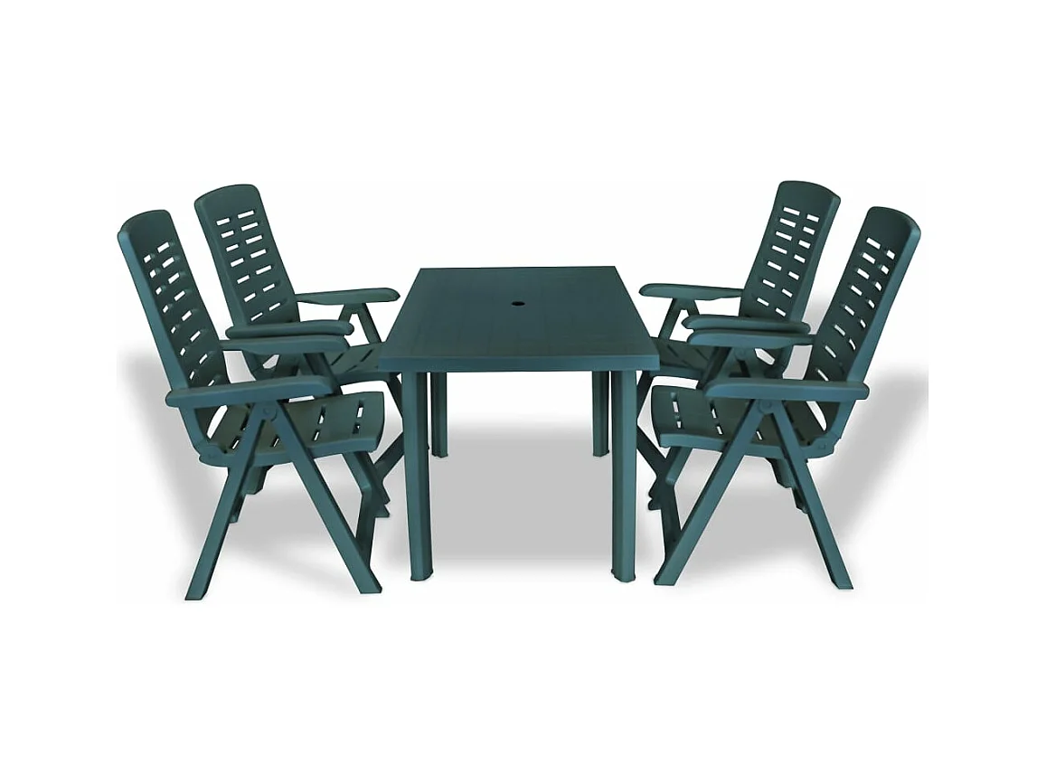 Mobilier à dîner d'extérieur 5 pièces Plastique Vert