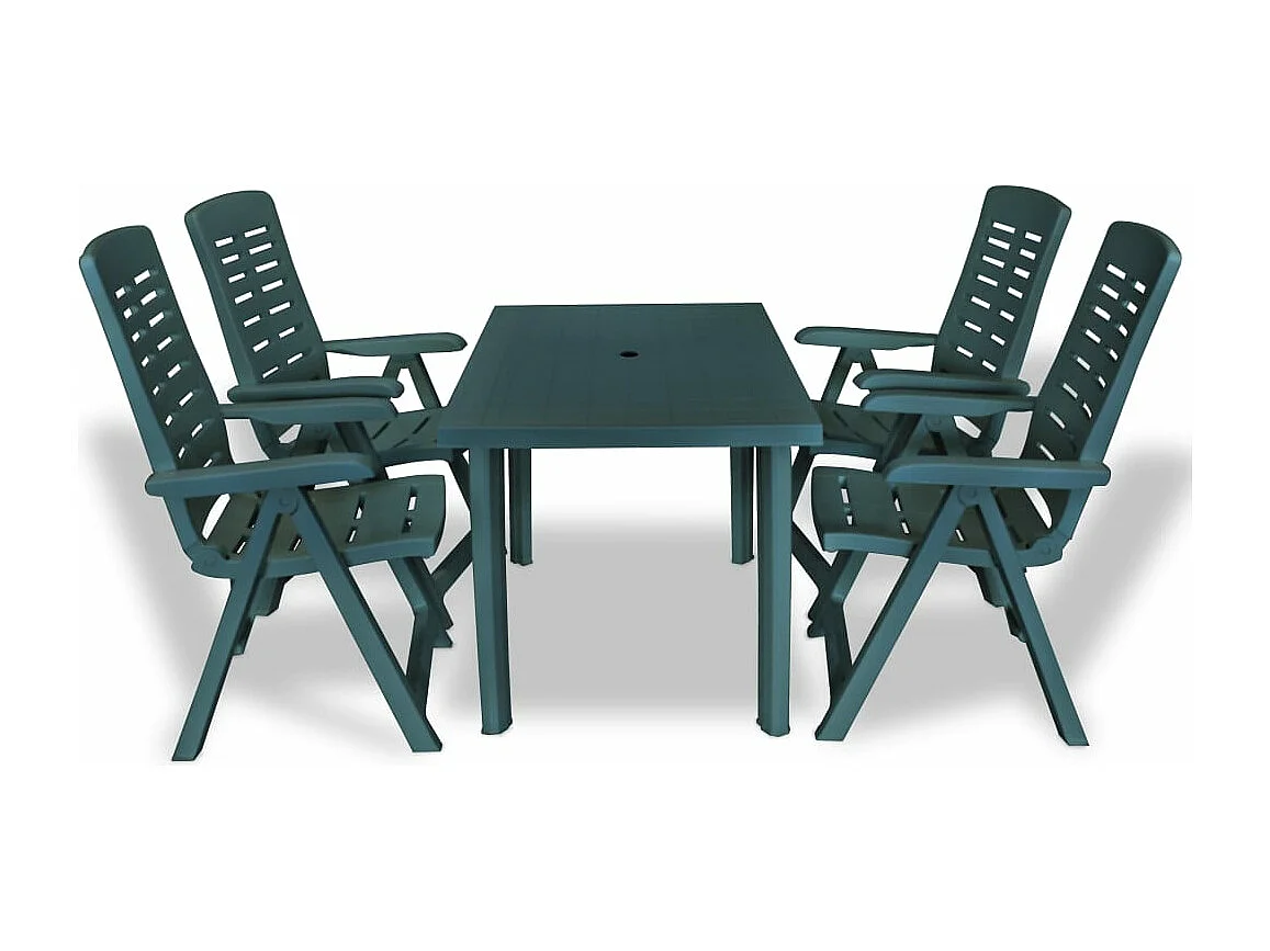Mobilier à dîner d'extérieur 5 pièces Plastique Vert