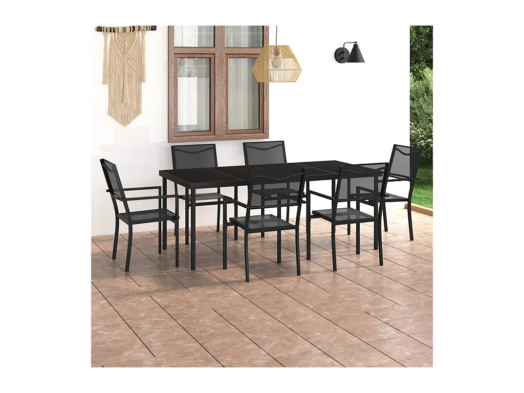 Mobilier de salle à manger d'extérieur 7 pièces Acier