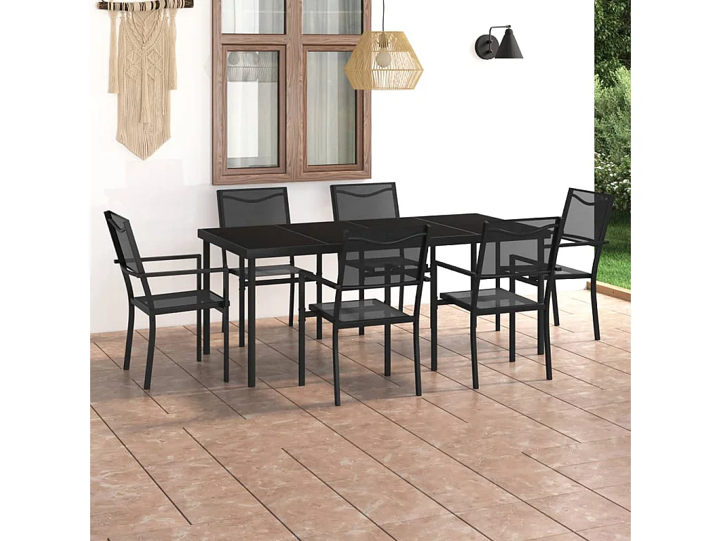 Mobilier de salle à manger d'extérieur 7 pièces Acier