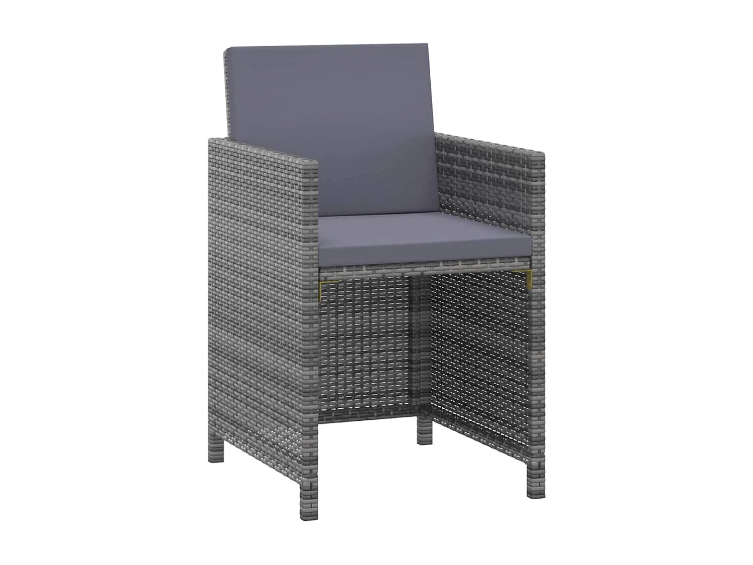 Mobilier à dîner de jardin et coussins 3 pièces Résine tressée Gris
