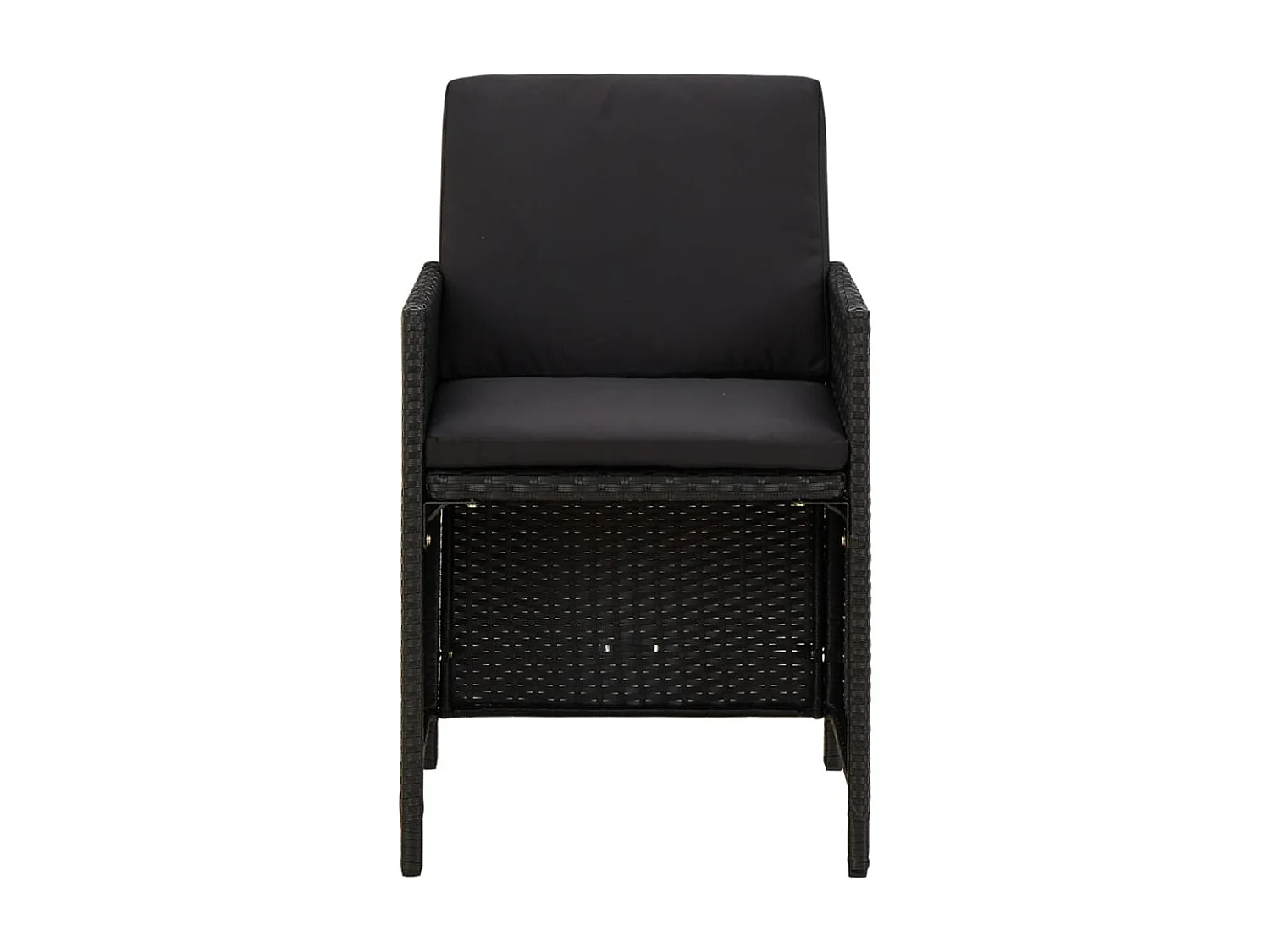 Mobilier à dîner de jardin et coussins 5 pièces Résine tressée Noir